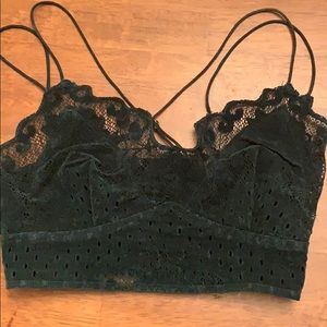 Velor dark green free people bralette. So pretty!